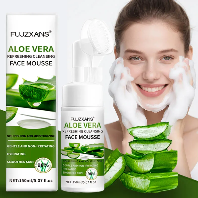 150ml Aloe Vera Cleanser Face Mousse Wash Refreshing Hydrating And Water-locking Deep Cleansing For Facial Skin Beauty Skincare